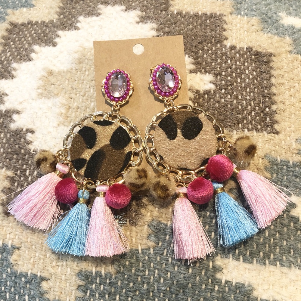 Leopard statement earrings